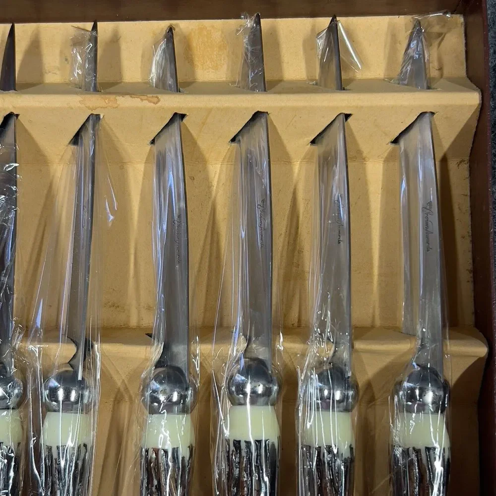 VTG Crown Awards Carving Steak Knives Hand‎ Forged Stainless Steel Set Of 6 NOS